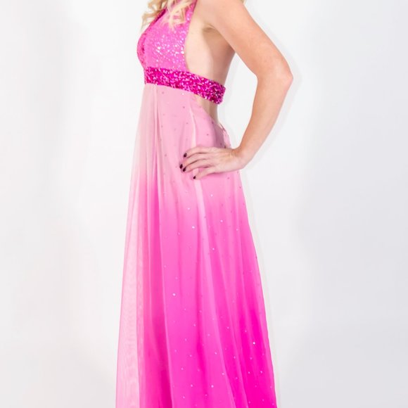 SCALA Gown Dress Gradient  Pink Requins Prom Wedding Small - Picture 3 of 9
